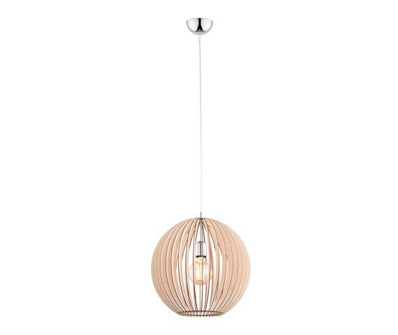 Lampa wisząca PORTORYKO 3672 oprawa w kolorze chromu z drewnianym kloszem ARGON