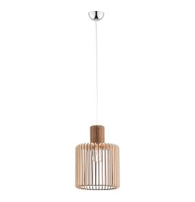 Lampa wisząca PORTORYKO 3673 oprawa w kolorze chromu z drewnianym kloszem ARGON