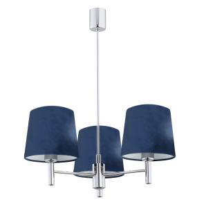 Żyrandol BOLZANO 1381 oprawa w kolorze chromu z granatowymi abażurami ARGON