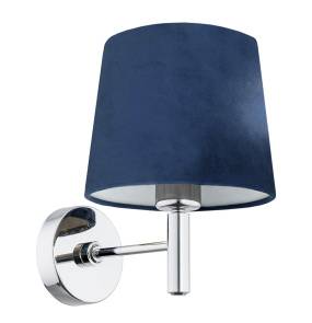 Kinkiet BOLZANO 3908 oprawa w kolorze chromu z granatowym abażurem ARGON