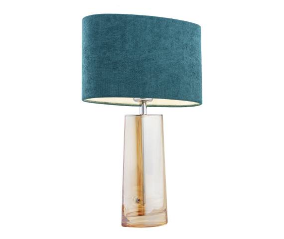 Lampa stołowa PRATO 3842 szklana bursztynowa podstawa z niebieskim abażurem ARGON