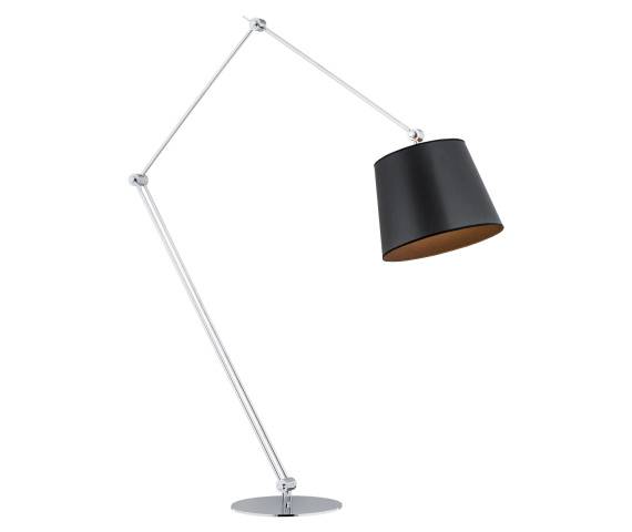 Lampa podłogowa ZAKYNTOS BIS 3952 oprawa w kolorze chromu z czarnym abażurem ARGON