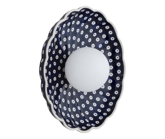 Kinkiet BOLL 8933 oprawa w kolorze kobaltowym z białymi elementami ARGON x Manufaktura Bolesławiec