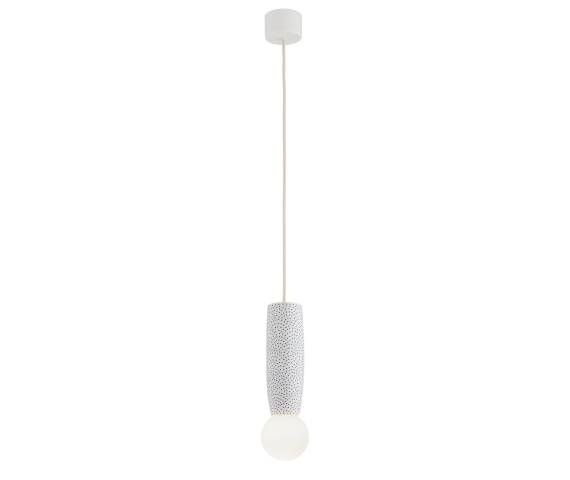 Lampa wisząca BOLL 8938 oprawa w kolorze bieli z kobaltowymi elementami ARGON x Manufaktura Bolesławiec