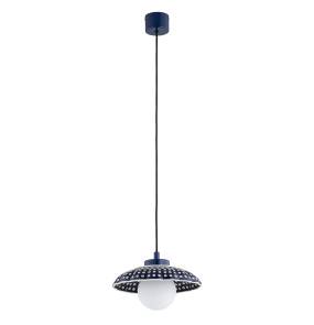 Lampa wisząca BOLL 8948 oprawa w kolorze kobaltowym z białymi elementami ARGON x Manufaktura Bolesławiec