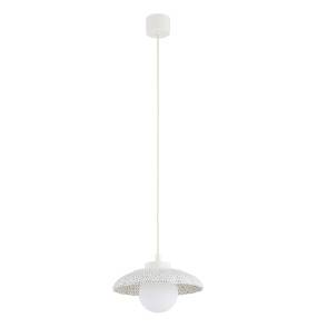 Lampa wisząca BOLL 8947 oprawa w kolorze bieli z kobaltowymi elementami ARGON x Manufaktura Bolesławiec