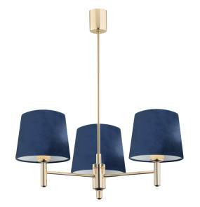 Żyrandol PONTE 1485 oprawa w kolorze złotym z granatowymi abażurami ARGON