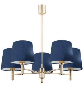Żyrandol PONTE 2086 oprawa w kolorze złotym z granatowymi abażurami ARGON