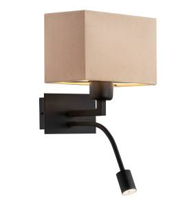 Kinkiet z wysięgnikiem BILL 1043 oprawa w kolorze czarnym z beżowym abażurem ARGON