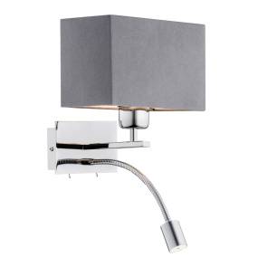 Kinkiet z wysięgnikiem BILL 1053 oprawa w kolorze chromu z szarym abażurem ARGON