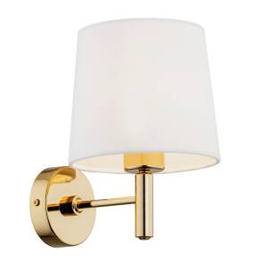 Kinkiet PONTE PLUS 4728 oprawa w kolorze złotym z białym abażurem ARGON