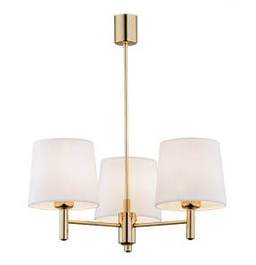 Żyrandol PONTE PLUS 6110 oprawa w kolorze złotym z białymi abażurami ARGON