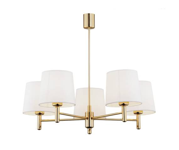 Żyrandol PONTE PLUS 2106 oprawa w kolorze złotym z białymi abażurami ARGON