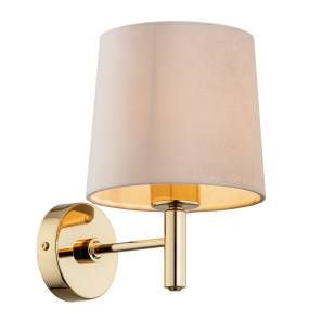 Kinkiet PONTE PLUS 4727 oprawa w kolorze złotym z beżowym abażurem ARGON