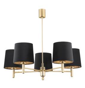 Żyrandol PONTE PLUS 2107 oprawa w kolorze złotym z czarnymi abażurami ARGON