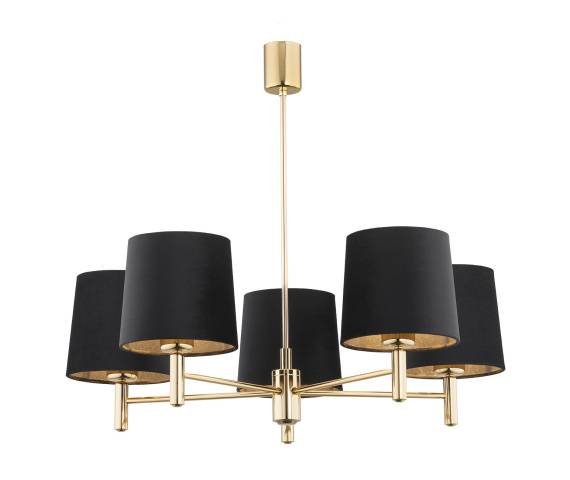 Żyrandol PONTE PLUS 2107 oprawa w kolorze złotym z czarnymi abażurami ARGON