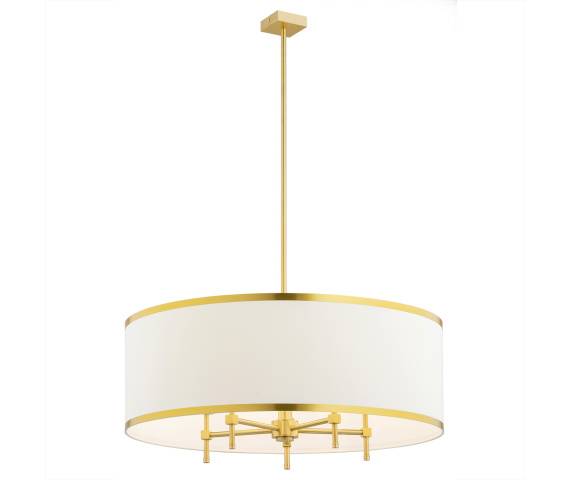 Lampa wisząca ABBANO 2127 oprawa w kolorze złotym z biało-złotym abażurem ARGON