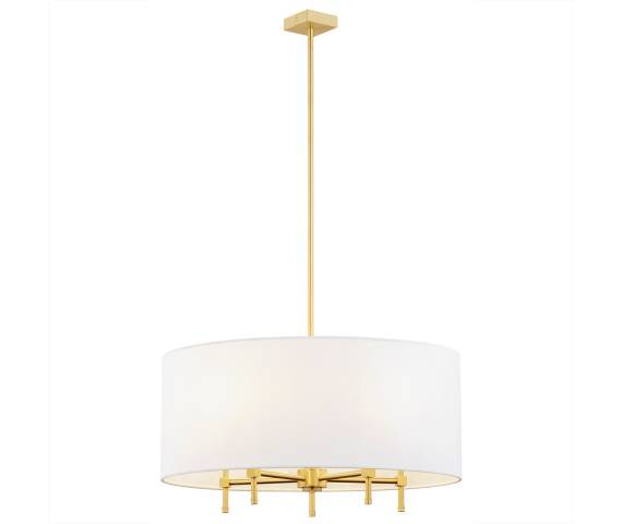 Lampa wisząca ABBANO 2132 oprawa w kolorze złotym z białym abażurem ARGON