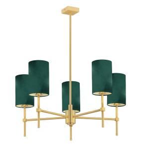 Żyrandol ABRUZZO 2147 oprawa w kolorze złotym z zielonymi abażurami ARGON