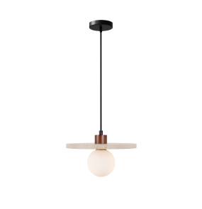 Lampa wisząca LANDO P0650 oprawa w kolorze czarnym z elementami drewna i naturalnego kamienia MAXLIGHT