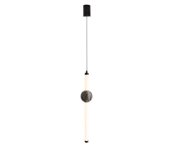 Lampa wisząca VERDES P0612 oprawa w kolorze czarnym z elementami naturalnego kamienia MAXLIGHT