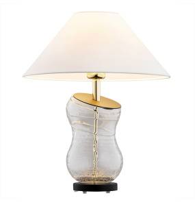 Lampa stołowa VENETO 8036 szklana oprawa z elementami złota i białym abażurem ARGON