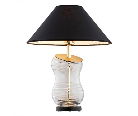 Lampa stołowa VENETO 8037 szklana oprawa z elementami złota i czarnym abażurem ARGON