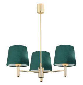 Żyrandol PONTE PLUS 6192 oprawa w kolorze złotym z zielonymi abażurami ARGON