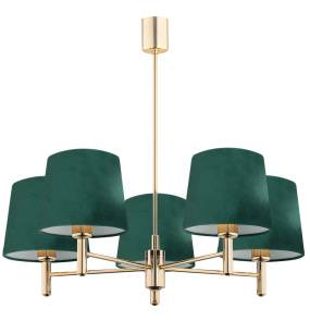 Żyrandol PONTE PLUS 2145 oprawa w kolorze złotym z zielonymi abażurami ARGON