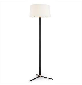 Lampa podłogowa CAVALINO 8308 oprawa w kolorze czarnym ze złotymi elementami i białym abażurem ARGON