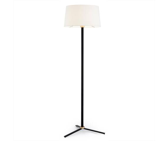 Lampa podłogowa CAVALINO 8308 oprawa w kolorze czarnym ze złotymi elementami i białym abażurem ARGON