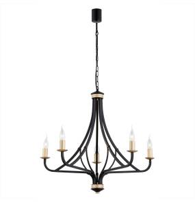 Żyrandol LORENZO 2171 oprawa w kolorze czarnym z elementami złota ARGON