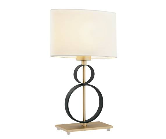 Lampa stołowa PERSEO 8373 oprawa w kolorze czerni i złota z białym abażurem ARGON