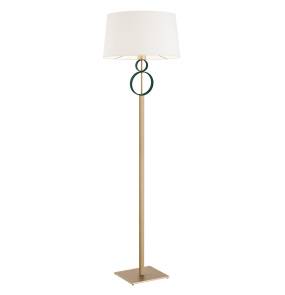 Lampa podłogowa PERSEO 8375 oprawa w kolorze złotym z zielonym elementem i białym abażurem ARGON