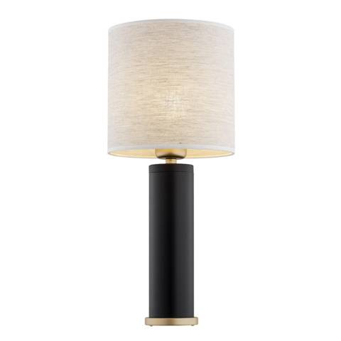 Lampa stołowa RIVA 8316 oprawa w kolorze czarnym z elementami złota i lnianym abażurem ARGON