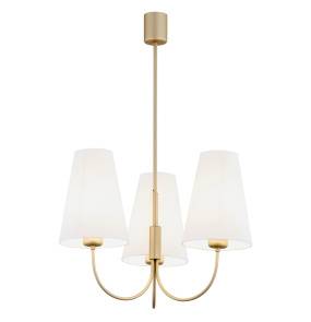 Żyrandol SAFIANO 6267 oprawa w kolorze złotym z białymi abażurami ARGON