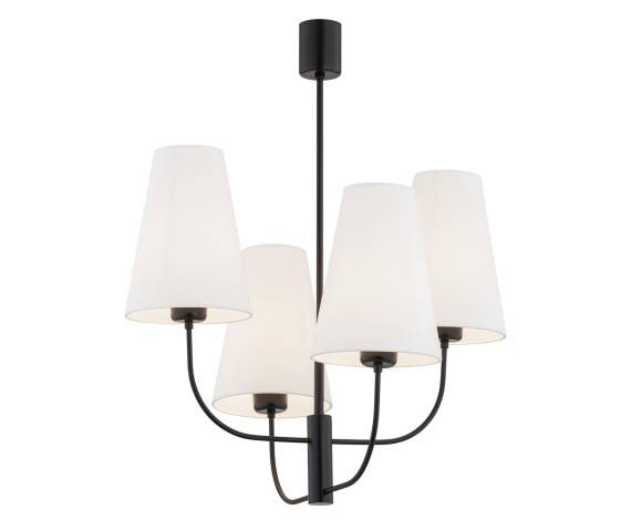 Żyrandol SAFIANO 1822 oprawa w kolorze czarnym z białymi abażurami ARGON