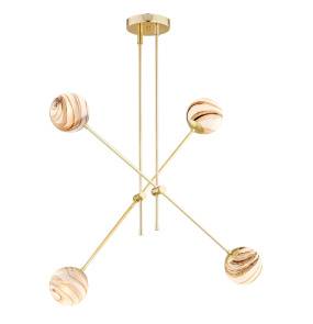 Lampa wisząca ABSOS 1840 oprawa w kolorze złotym z marmurowymi kloszami ARGON