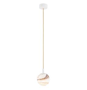 Lampa wisząca ALMIROS 8451 oprawa w kolorze bieli i złota z marmurowym kloszem ARGON