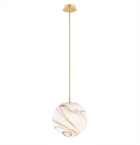 Lampa wisząca ALMIROS 8447 oprawa w kolorze szczotkowanego mosiądzu z marmurowym kloszem ARGON
