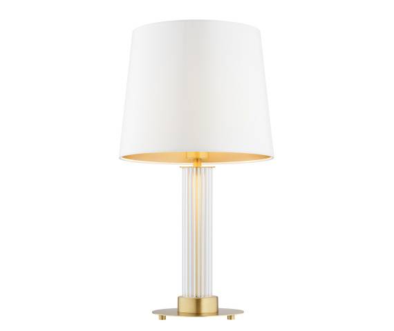 Lampa stołowa HAMPTON 8540 oprawa w kolorze szczotkowanego mosiądzu z białym abażurem ARGON