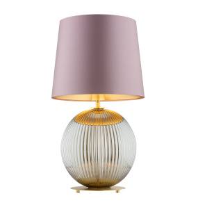 Lampa stołowa HAMILTON 8531 oprawa w kolorze dymionego szkła z mosiężnymi elementami i abażurem w kolorze brudnego różu ARGON