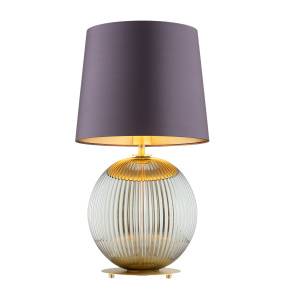 Lampa stołowa HAMILTON 8532 oprawa w kolorze dymionego szkła z mosiężnymi elementami i śliwkowym abażurem ARGON