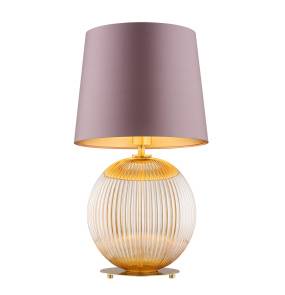 Lampa stołowa HAMILTON 8536 oprawa w kolorze miodowego szkła z mosiężnymi elementami i abażurem w kolorze brudnego różu ARGON
