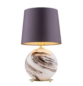 Lampa stołowa HARLEM 8548 oprawa w kolorze alabastru z mosiężnymi elementami i śliwkowym abażurem ARGON