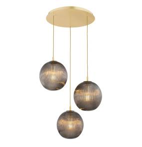 Lampa wisząca PALOMA 6309 oprawa w kolorze szczotkowanego złota z dymionymi kloszami ARGON