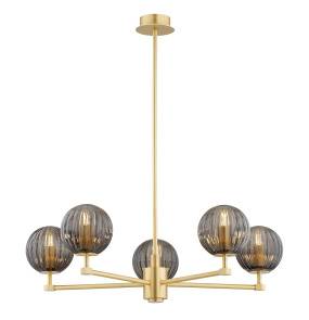 Żyrandol PALOMA 2186 oprawa w kolorze szczotkowanego mosiądzu z dymionymi kloszami ARGON