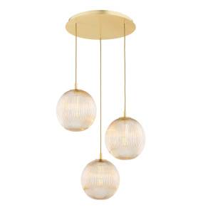 Lampa wisząca PALOMA 6311 oprawa w kolorze szczotkowanego mosiądzu z miodowymi kloszami ARGON