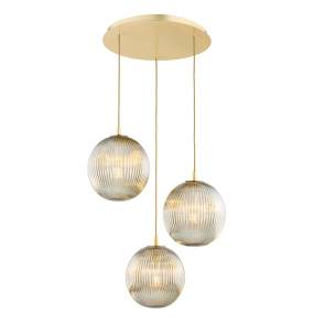 Lampa wisząca PALOMA 6312 oprawa w kolorze szczotowanego mosiądzu z dymionymi kloszami ARGON