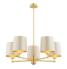 Żyrandol PRINCETON 2187 oprawa w kolorze szczotkowanego mosiądzu z beżowymi abażurami ARGON